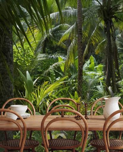 Foto von Green Jungle Scene Wallpaper Foto von Green Jungle Scene Wallpaper