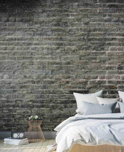 gray brick wallpaper mural called Aged gray brick wallpaper mural called Aged