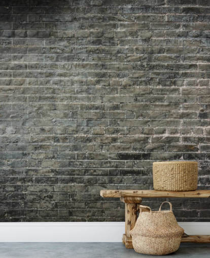 gray brick wallpaper mural called Aged gray brick wallpaper mural called Aged