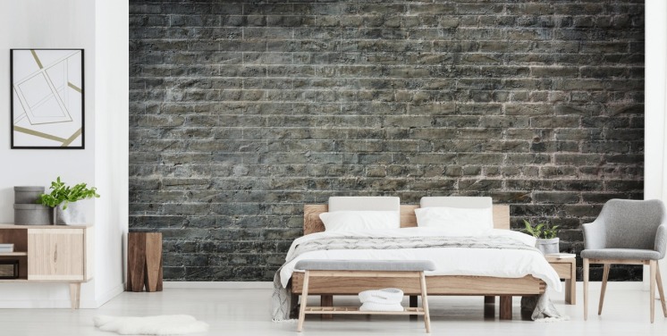 gray brick wallpaper mural called Aged