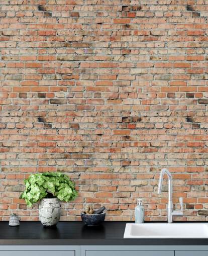 red customisable brick wallpaper mural called Faded Brick by Fotolia for bedrooms, kitchens and lofts red customisable brick wallpaper mural called Faded Brick by Fotolia for bedrooms, kitchens and lofts