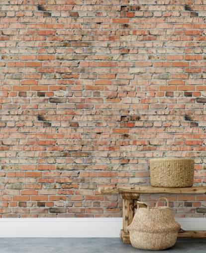 rode aanpasbare baksteenbehangmuurschildering genaamd Faded Brick van Fotolia voor slaapkamers, keukens en lofts rode aanpasbare baksteenbehangmuurschildering genaamd Faded Brick van Fotolia voor slaapkamers, keukens en lofts