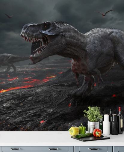 Lava-Wandgemälde vom Aussterben des Dinosauriers Lava-Wandgemälde vom Aussterben des Dinosauriers