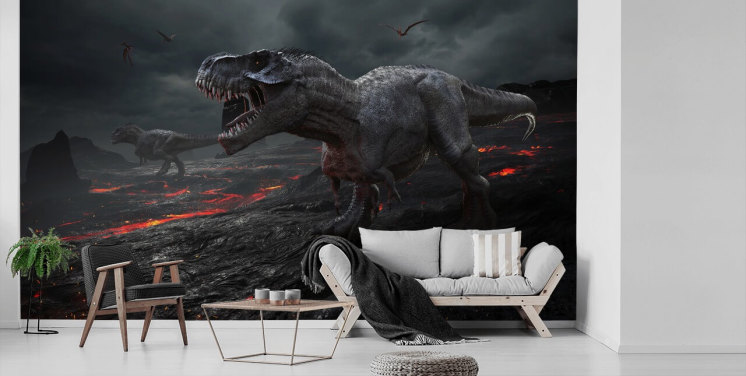 Dinosaur udryddelse Lava vægmaleri