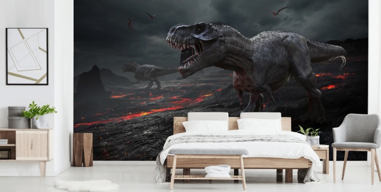Dinosaurus Extinction Lava Muurschildering