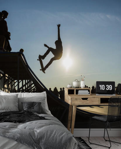 Skater på Skate Board Park Baggrund Skater på Skate Board Park Baggrund