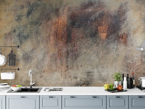 metallisk tapetväggmålning som heter Brushed Rust på Wallsauce för kök, loft och sovrum