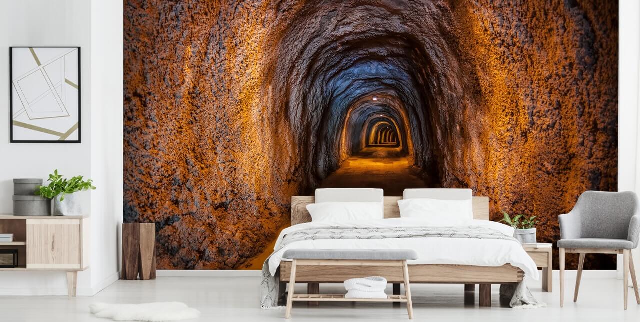 Mural de papel de parede personalizável em 3D chamado Cave Tunnel
