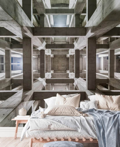 Grå Betong 3D tak väggmålning Grå Betong 3D tak väggmålning