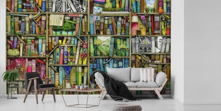 Bookcase Wallpaper & Bookshelf Wall Murals | Wallsauce UK