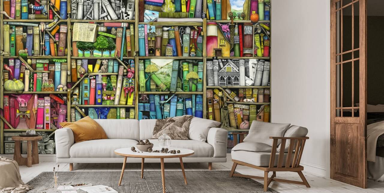 Bookshelf Wall Mural | Wallsauce UK