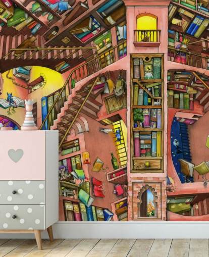 Ritad bokhylla Bakgrund Ritad bokhylla Bakgrund