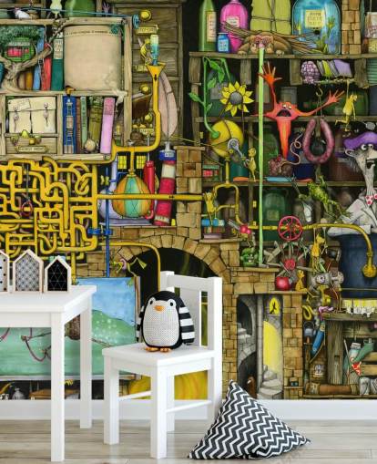 Colorfully Drawn Science Lab Wallpaper Colorfully Drawn Science Lab Wallpaper