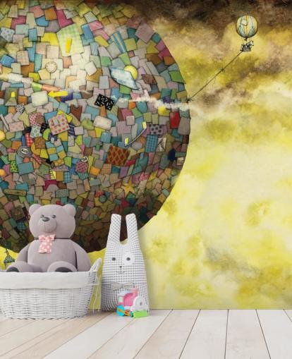 Magische Fantasy-Tapete mit Heißluftballons Magische Fantasy-Tapete mit Heißluftballons