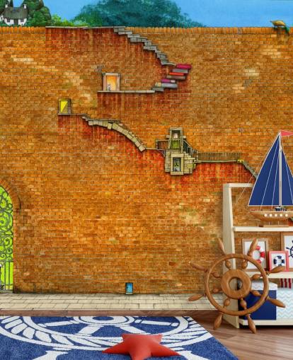 mur avec escaliers sur le côté papier peint mur avec escaliers sur le côté papier peint