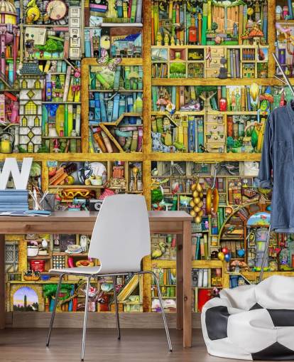 Colorful Bookshelf Wallpaper Colorful Bookshelf Wallpaper