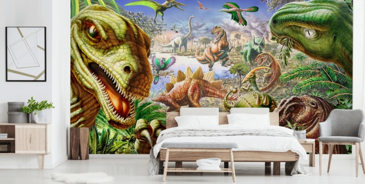 Dinosaurs verden vægmaleri