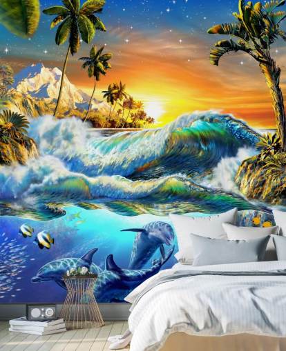 Dolphin and Tropical Fish Wallpaper Dolphin and Tropical Fish Wallpaper