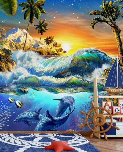 Dolphin and Tropical Fish Wallpaper Dolphin and Tropical Fish Wallpaper