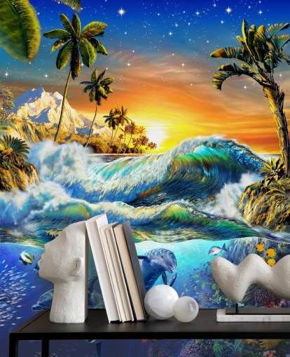 Dolphin and Tropical Fish Wallpaper Dolphin and Tropical Fish Wallpaper