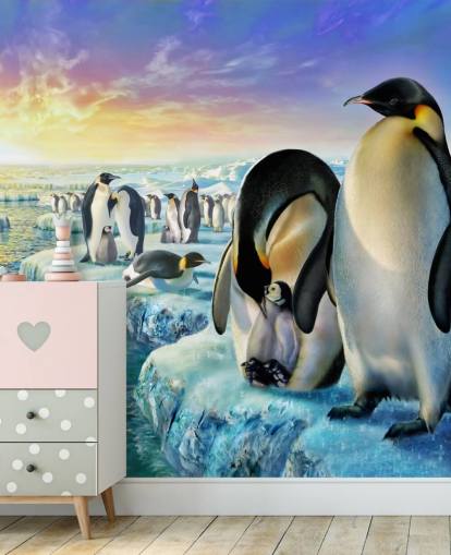 Penguin Colony Art Bakgrunn Penguin Colony Art Bakgrunn