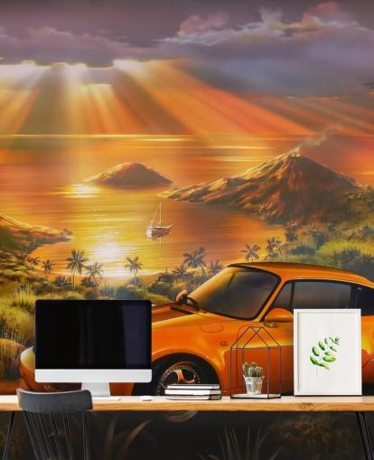 Papel pintado Coche, costa y puesta de sol Papel pintado Coche, costa y puesta de sol