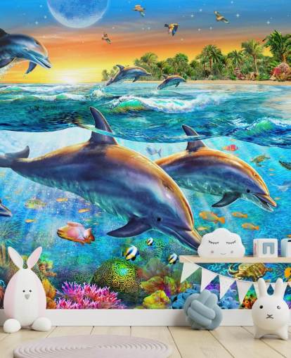 Carta da parati con delfini e marini Carta da parati con delfini e marini