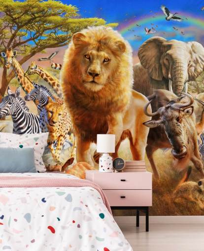 Mural Estampida de animales africanos Mural Estampida de animales africanos