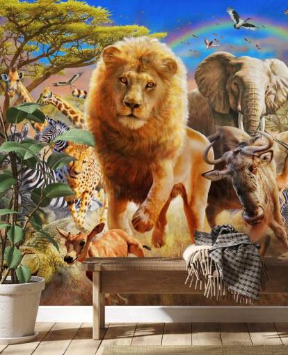 African Animal Stampede Mural African Animal Stampede Mural