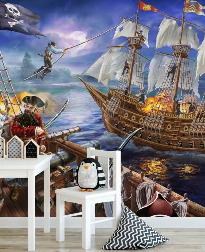 Papel pintado ilustrado de Pirate Battle Papel pintado ilustrado de Pirate Battle