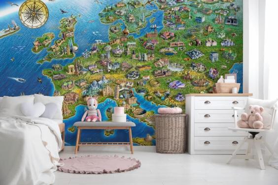 European Landmarks Map Wallpaper
