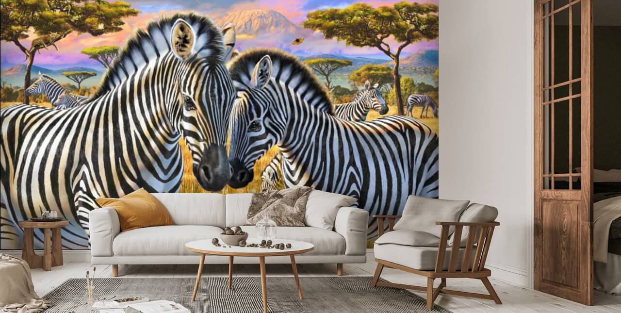 Loving Zebras Wall Mural | Wallsauce US