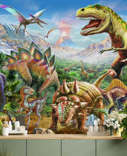 Tapeten-Wandbild „Dinosaurier-Gruppe“ Tapeten-Wandbild „Dinosaurier-Gruppe“