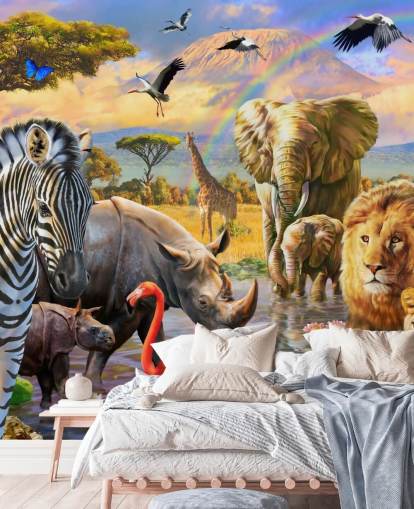 afrikaanse dieren door lagune behang afrikaanse dieren door lagune behang