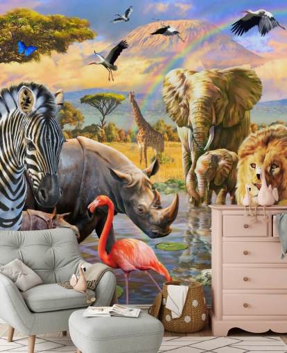 Afrikanische Tiere von Lagune Tapete Afrikanische Tiere von Lagune Tapete