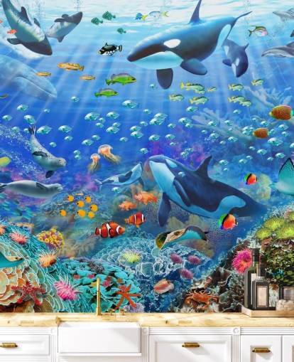 colorido mural de papel pintado oceánico personalizable llamado Underwater Scenery de Adrian Chesterman para dormitorio infantil colorido mural de papel pintado oceánico personalizable llamado Underwater Scenery de Adrian Chesterman para dormitorio infantil