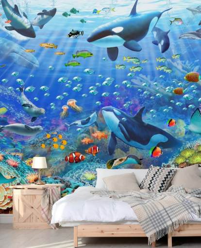 mural colorido de papel de parede oceânico personalizável chamado Underwater Scenery de Adrian Chesterman para quarto infantil mural colorido de papel de parede oceânico personalizável chamado Underwater Scenery de Adrian Chesterman para quarto infantil