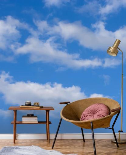 papier peint bleu personnalisé appelé Blue Skies with Clouds pour les bureaux ou les zones commerciales papier peint bleu personnalisé appelé Blue Skies with Clouds pour les bureaux ou les zones commerciales
