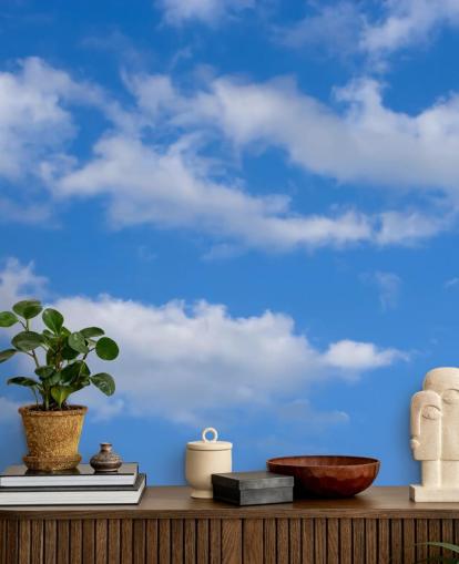 papier peint bleu personnalisé appelé Blue Skies with Clouds pour les bureaux ou les zones commerciales papier peint bleu personnalisé appelé Blue Skies with Clouds pour les bureaux ou les zones commerciales