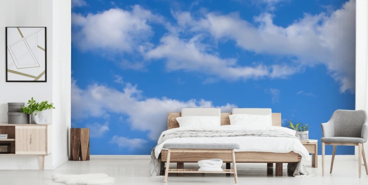 blauw op maat gemaakt hemelbehang genaamd Blue Skies with Clouds voor kantoren of commerciële ruimtes