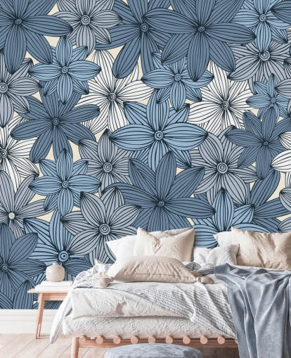 papel de parede floral azul papel de parede floral azul