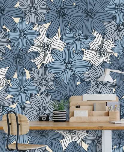 papel de parede floral azul papel de parede floral azul