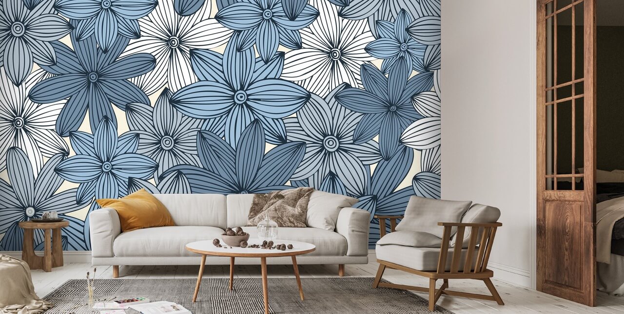 Camo Blue Wall Mural 