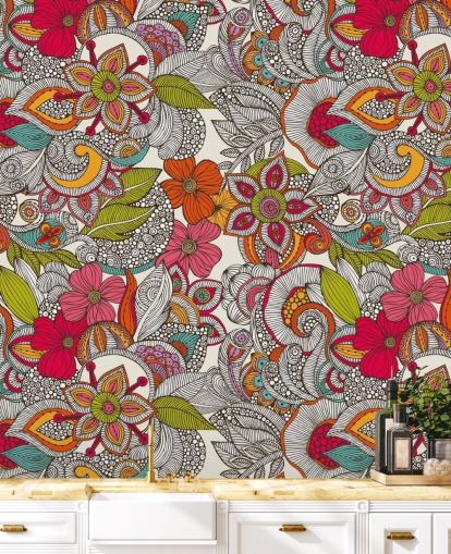 Papel pintado floral colorido Papel pintado floral colorido