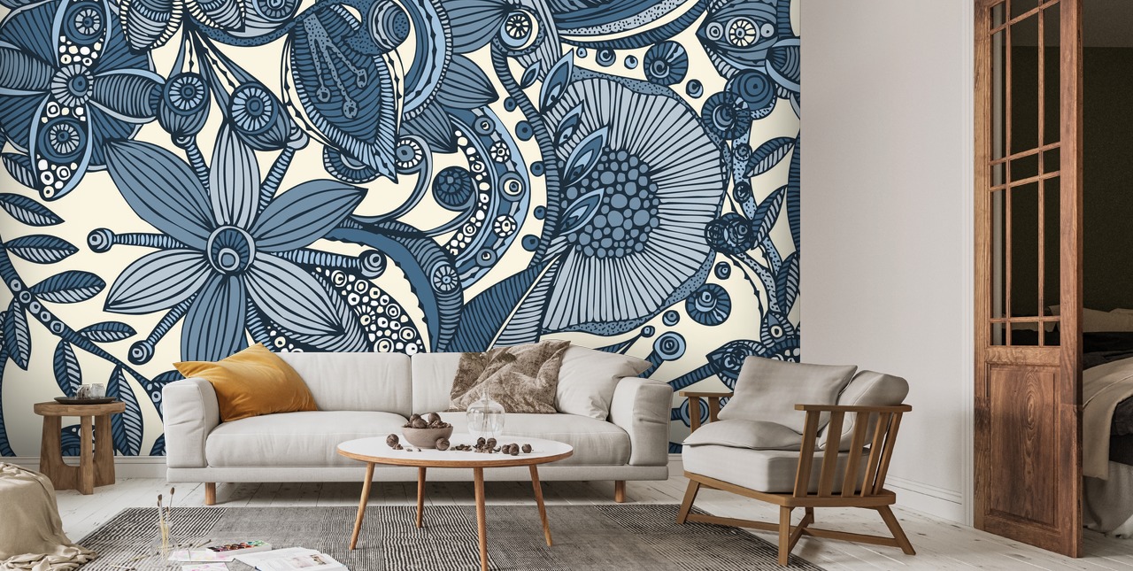 Flowers and Doodles Wall Mural | Wallsauce US