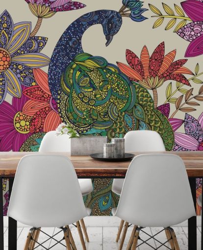 Colourful Flower and Bird Mural Colourful Flower and Bird Mural