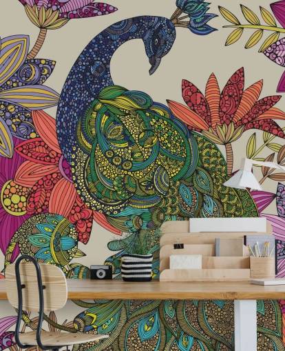 mural flores y pájaros de colores mural flores y pájaros de colores