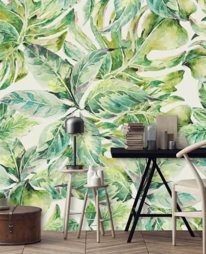 Large Green Leaves Wall Mural Large Green Leaves Wall Mural