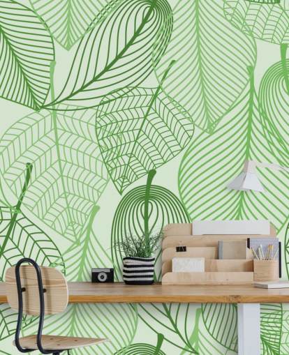 green leaf wallpaper mural called Green Leaves for bedrooms, bathrooms and kitchens green leaf wallpaper mural called Green Leaves for bedrooms, bathrooms and kitchens