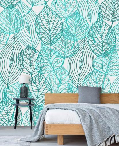 Blue Drawn Leaves Wallpaper Blue Drawn Leaves Wallpaper